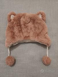 Cappello berretto orecchie gatto Pon Pon tg U rosa