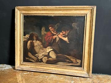 Dipinto Cristo Morto Pianto da Due Angeli