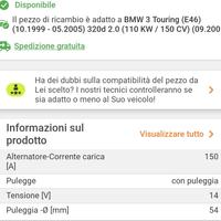 Alternatore magneti marelli nuovo bmw e46 320d