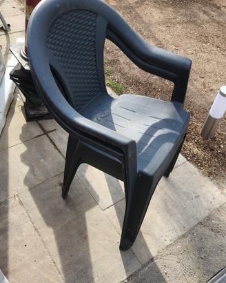 sedia plastica antracite 4 pezzi giardino terrazza