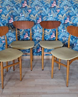 Set di 4 sedie stile danese anni 60 in teak