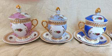 servizio da 6 tazze da te o caffè in porcellana