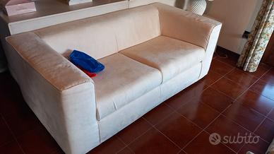 Divano bianco doppia seduta 175 cm scamosciato