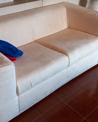 Divano bianco doppia seduta 175 cm scamosciato