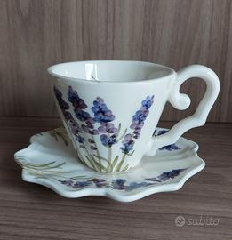 Tazza da tè/cappuccino con piattino lavanda