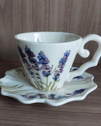 Tazza da tè/cappuccino con piattino lavanda