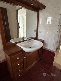 Mobile bagno con lavabo in legno massello