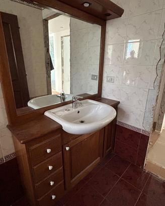 Mobile bagno con lavabo in legno massello