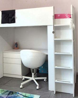 IKEA SMASTAD-Letto a soppalco, scrivania, armadio