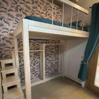 letto a soppalco singolo in legno