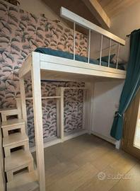 letto a soppalco singolo in legno