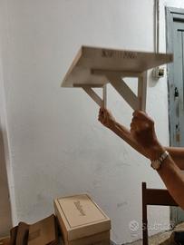 2 mensole in legno con staffe in legno