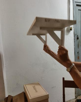 2 mensole in legno con staffe in legno