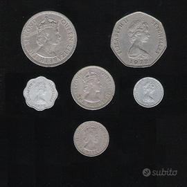 SEYCHELLES 6 monete d'epoca Regina Elisabetta II