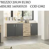 NUOVO credenza madia mobile cucina legno grigio