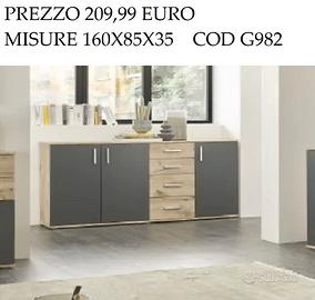 NUOVO credenza madia mobile cucina legno grigio