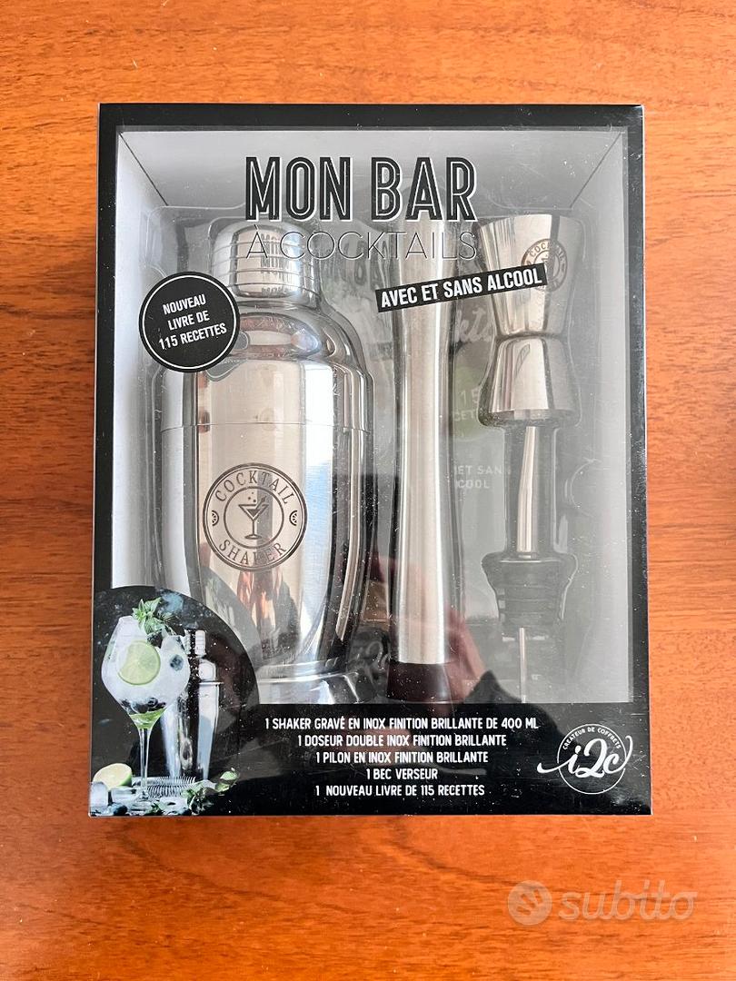 MON BAR A COCKTAILS AVEC ET SANS ALCOOL. AVEC 1 SHAKER EN INOX DE