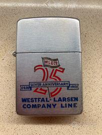 Raro Zippo Vintage 1951 Wesfal-Larsen line 25th