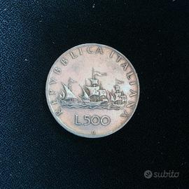 Moneta in Argento 500 lire, caravelle , Italia 195