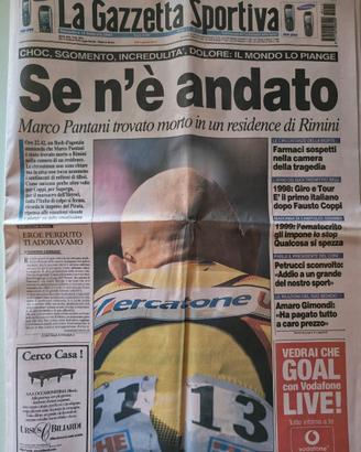 GAZZETTA DELLO SPORT MORTE PANTANI