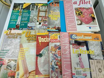 Raccolta di riviste, schemi, filet, punto croce, r