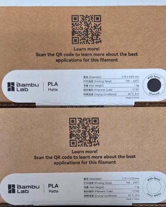 Filamento 3D Bambu Lab, Nuove e Sigillate