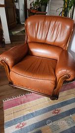 Poltrona Vintage vero cuoio marrone .