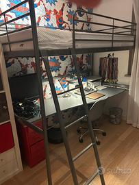 Letto singolo a soppalco con scrivania Svarta