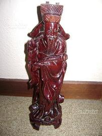 Statua scultura orientale in legno