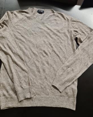 Golf grigio melange, cotone e lino, tg 16 anni 