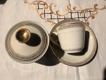 Servizio caffe x 12 con zuccheriera in porcellana