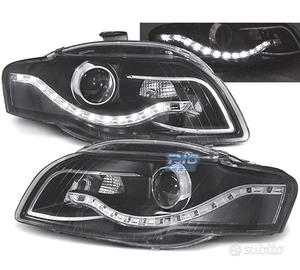 FARI AUDI A4 B7 LUCE DIURNA A LED FONDO NERO 04-07