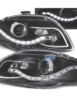 FARI AUDI A4 B7 LUCE DIURNA A LED FONDO NERO 04-07