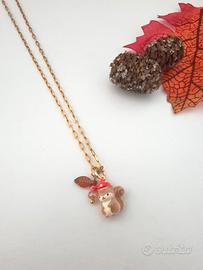 collanina in acciaio scoiattolo kawaii con fungo 