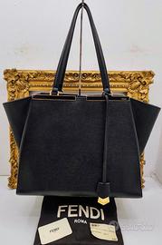 FENDI 3 JOURS GRANDE PELLE VITELLO BLU SCURO/NERO