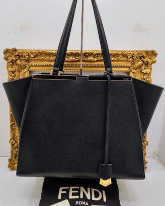 FENDI 3 JOURS GRANDE PELLE VITELLO BLU SCURO/NERO