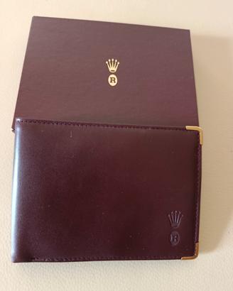 Rolex portafoglio uomo vera pelle bordò scuro 