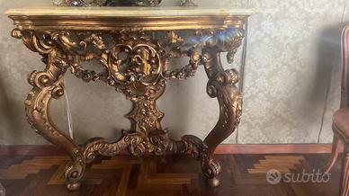 Consolle stile barocco in foglia d’oro