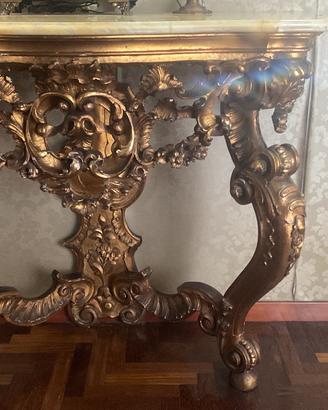 Consolle stile barocco in foglia d’oro