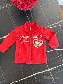Felpa con zip bambina 1/2 anni rossa