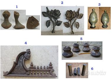 Fregio cimasa pigna piedi letto ferro battuto