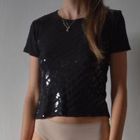 Maglia nera paillettes tg M