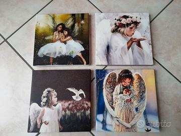 Stampe su tela Fatine-Angeli 20x20cm.