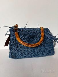 Borsa in bamboo e rafia naturale