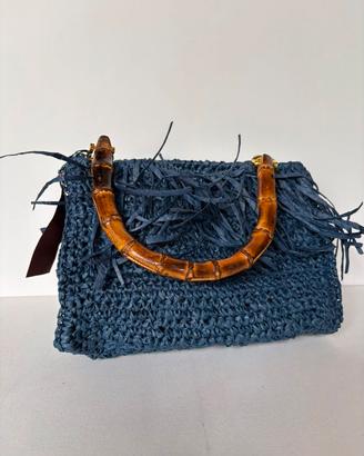 Borsa in bamboo e rafia naturale
