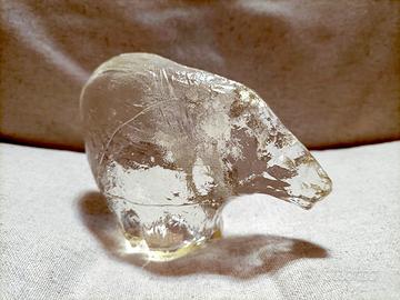 Scultura Orso Polare Vetro Ghiaccio Pukeberg 