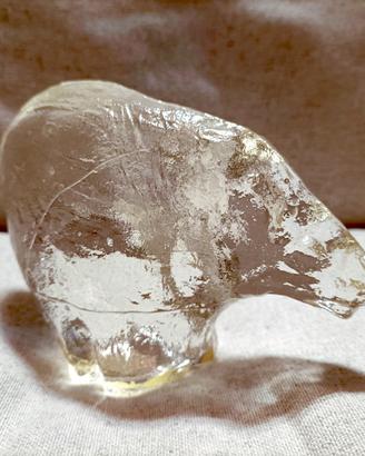 Scultura Orso Polare Vetro Ghiaccio Pukeberg 