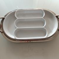 vassoio acciaio con antipastiera ceramica 