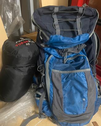Zaino per campeggi+sacco a pelo