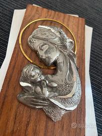 Targa Madonna con Bambino Vintage – Peltro 88%